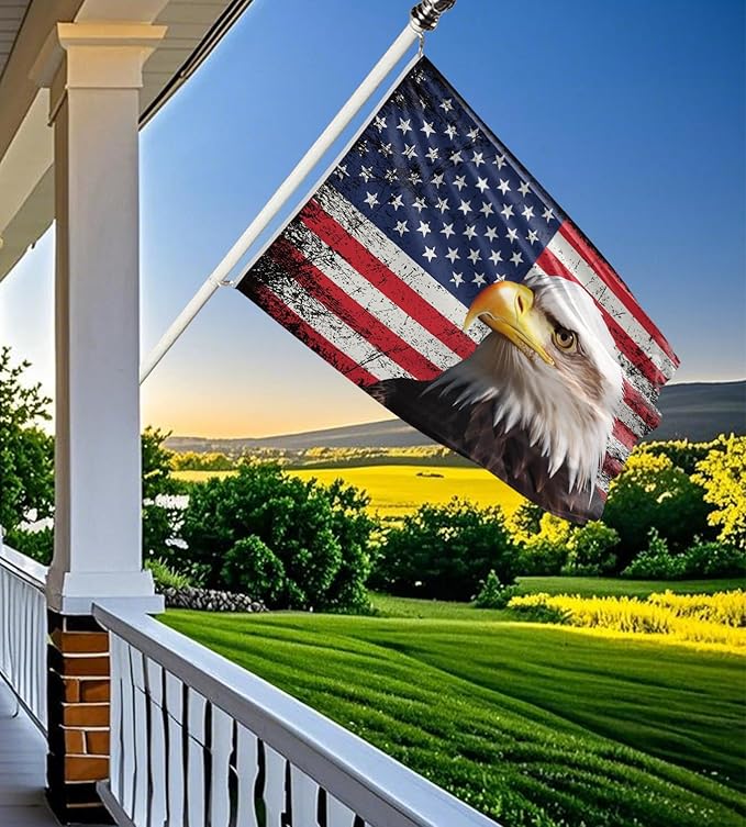 American Eagle Flag 3x5 Ft Double Sided Faith Over Fear Banner, Christian American Flags for Outside Christian Banners with Brass Grommets Outdoor House Decorations Flag