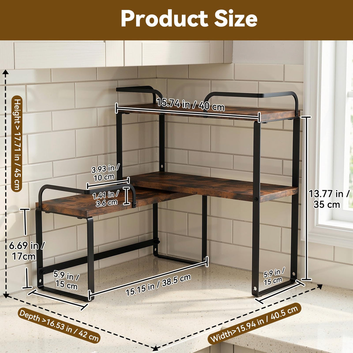 Housolution Stackable Kitchen Countertop Organizer Corner Shelf