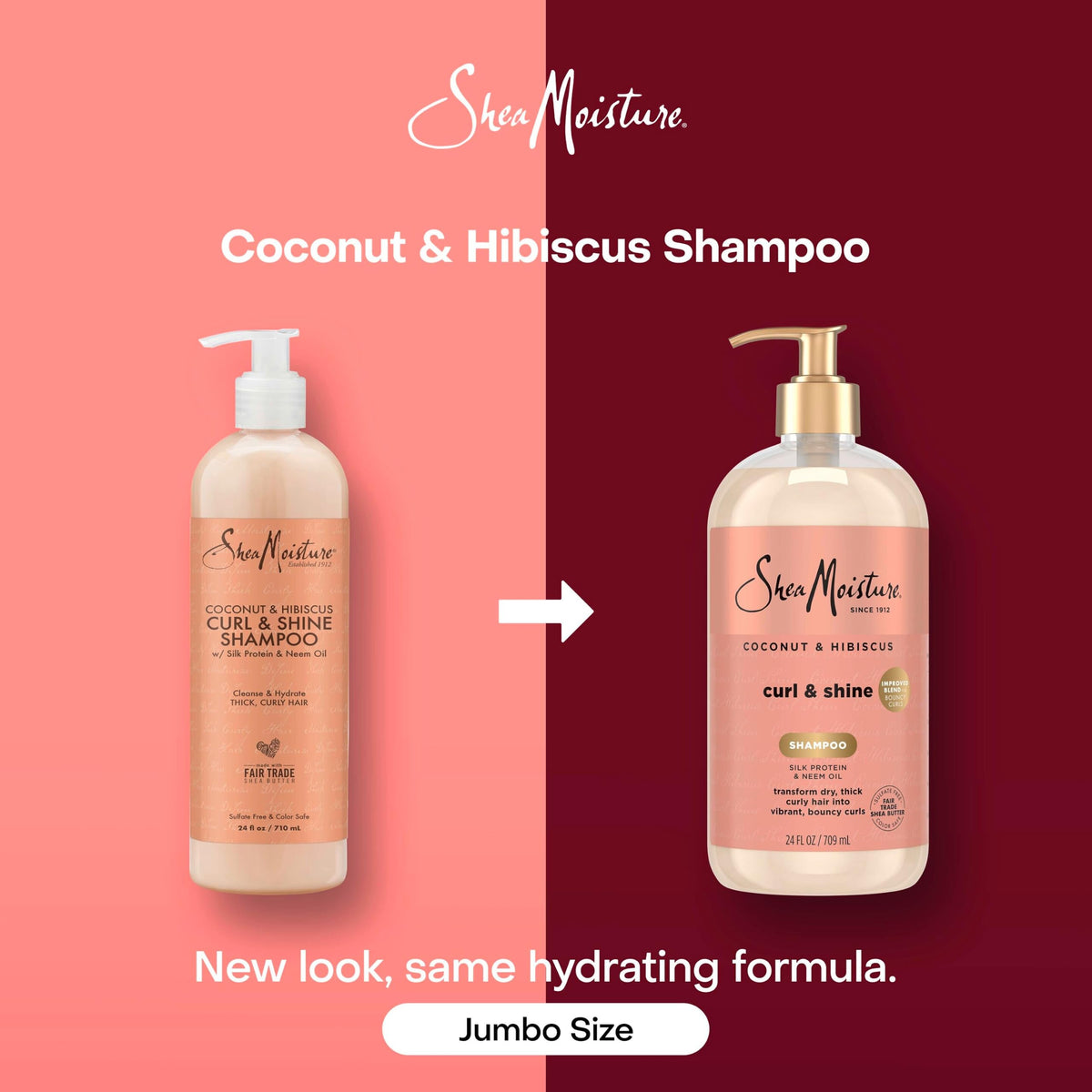 Shea Moisture Coconut & Hibiscus Shampoo for Curly Hair Hydrating 24oz