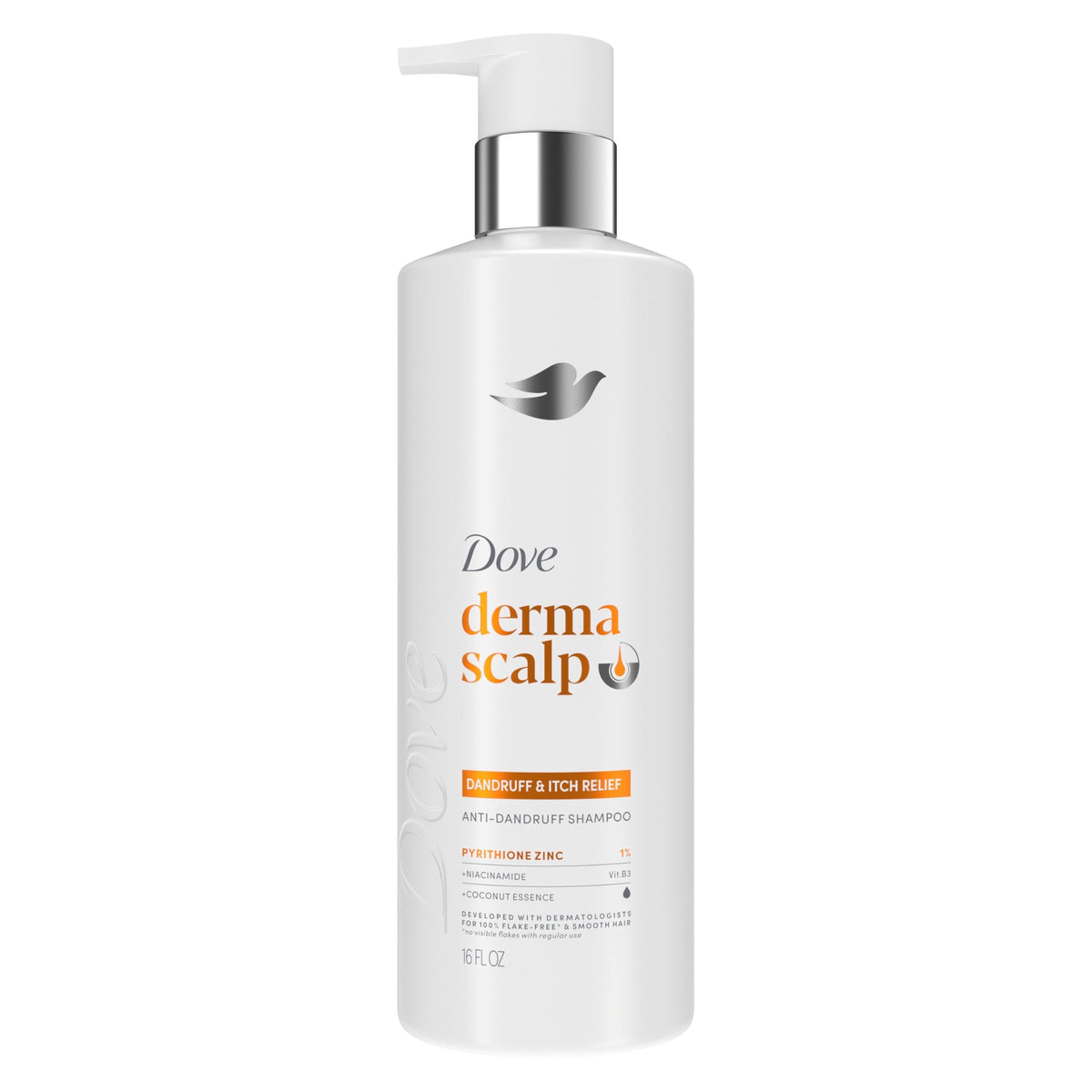 Dove Derma Scalp Dandruff & Itch Relief Shampoo, Pyrithione Zinc, 16 Fl oz
