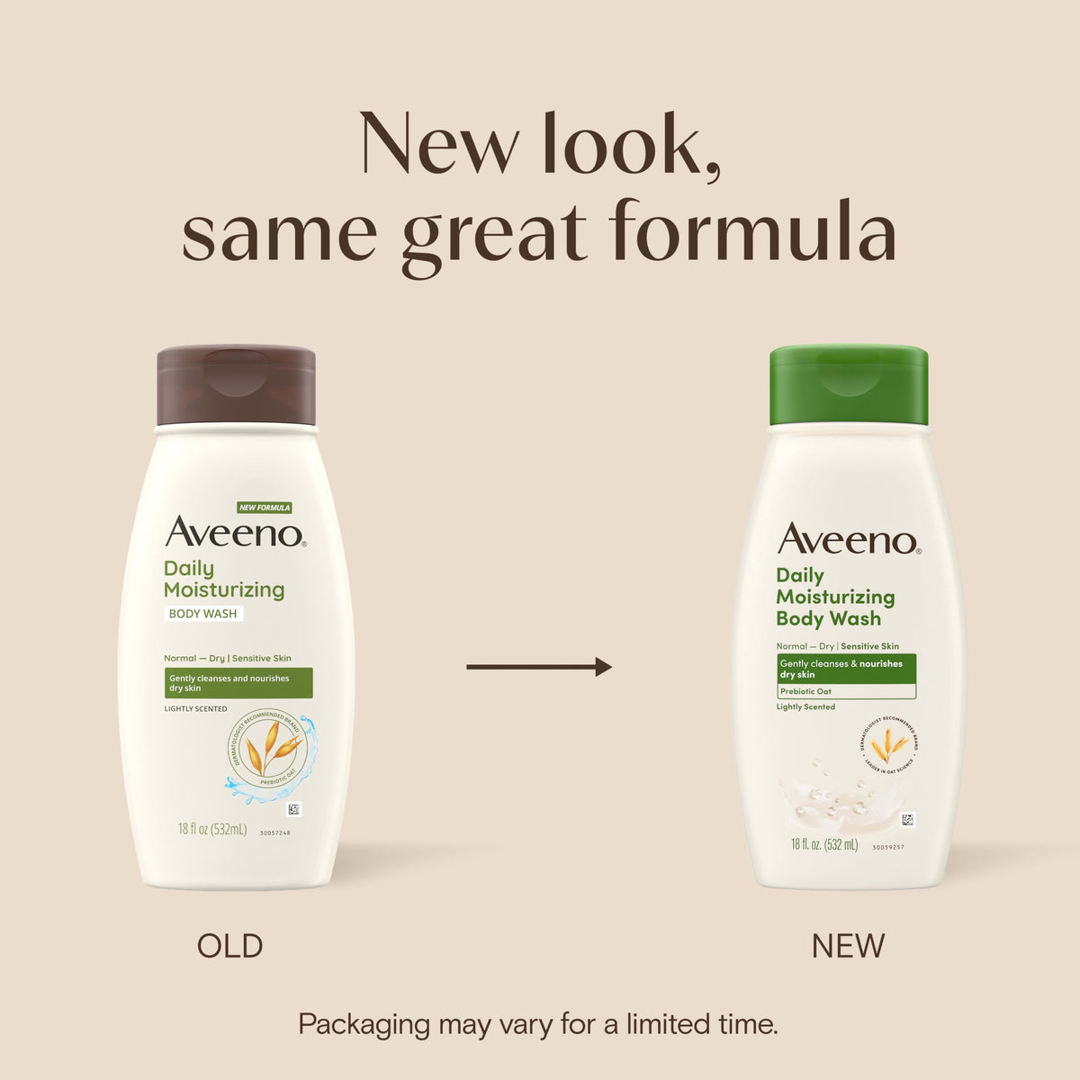 Aveeno Daily Moisturizing Body Wash with Prebiotic Oat, 18 fl. oz, 2 Pack