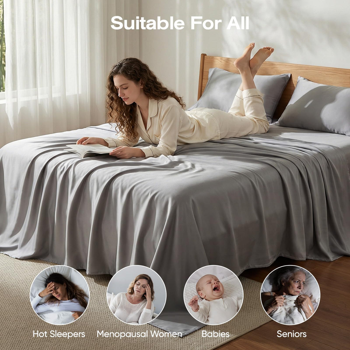 Pillcase 100% Real Bamboo Viscose & Lyocell Tencel Sheets Set King Size | Breathable & Cooling for Hot Sleeper | Luxury Silky Soft Fabric | 18" Deep Pocket with Corner Straps (Charcoal, King)