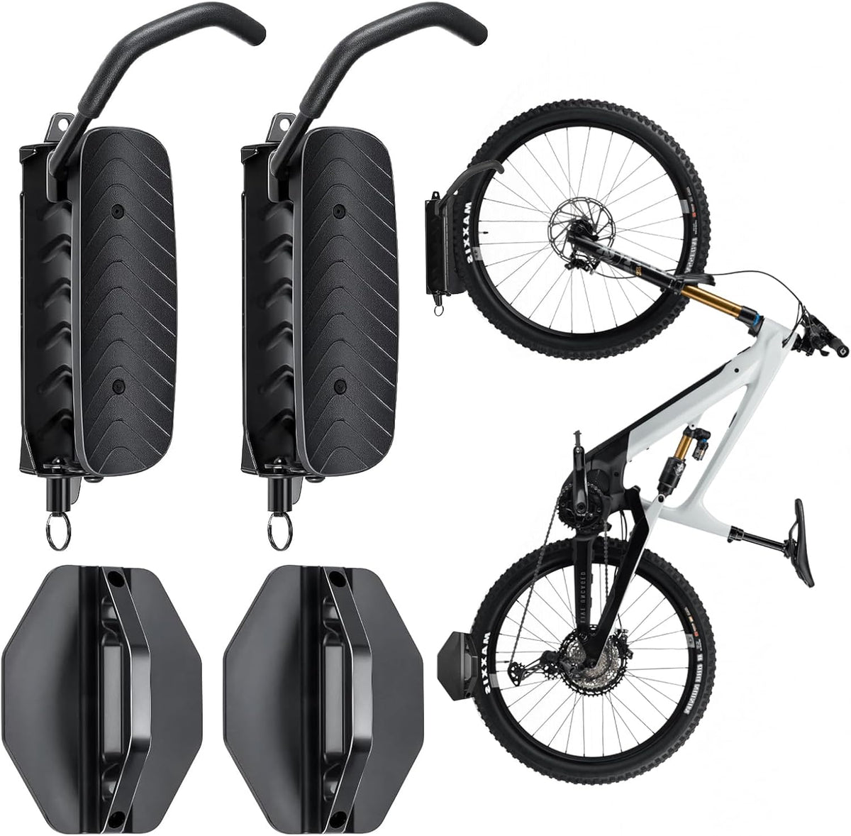 Bike Rack Garage, Bike Wall Mount – 2 Pack Bike Rack for Garage & Indoor Storage, Heavy Duty Vertical Bike Hanger Holds Up to 66 lbs, Space-Saving Bike Wall Rack for Home, Apartment, or Shed