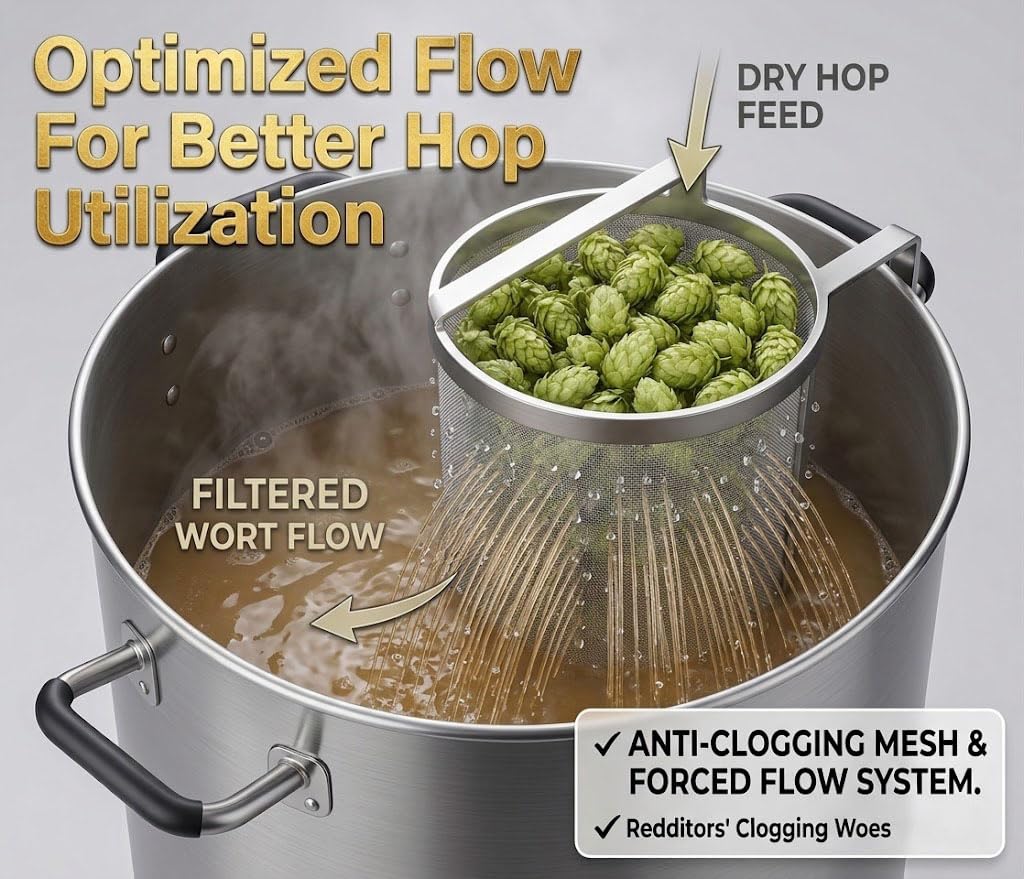 Hop Spider 300 Micron Mesh Stainless Steel Hop Filter Strainer for Home Beer Brewing Kettle
