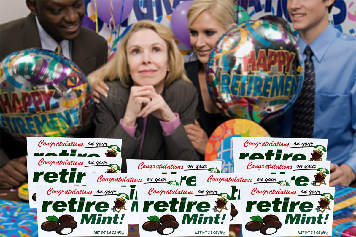 24 Pack Retirement Gifts for Women Men, Retirement Party Favors, Slide-On Wrappers for 3.5 oz Junnior Mints Candy Boxes, Happy Retirement Decorations