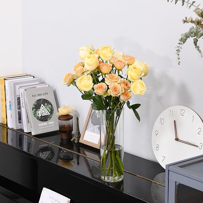 Clear Flower Vase, Non-breakable Vases, 6" W x 16" H, Acrylic Vase, Aesthetic Room Decor Cylindrical Modern Flower Vases for Table Centerpiece, Home Decor, Women Floral Arrangement Gift