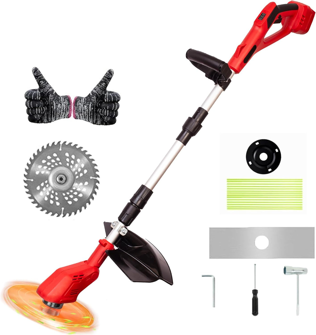 Cordless String Trimmer Compatible with Milwaukee 18V Batteries,Folding 3 in 1 Electric Weed Wacker with Brushless Motor,8 INCH Electric Weed Wacker/Edger Trimmer for Lawn,Garden,Yard(Tool Only)