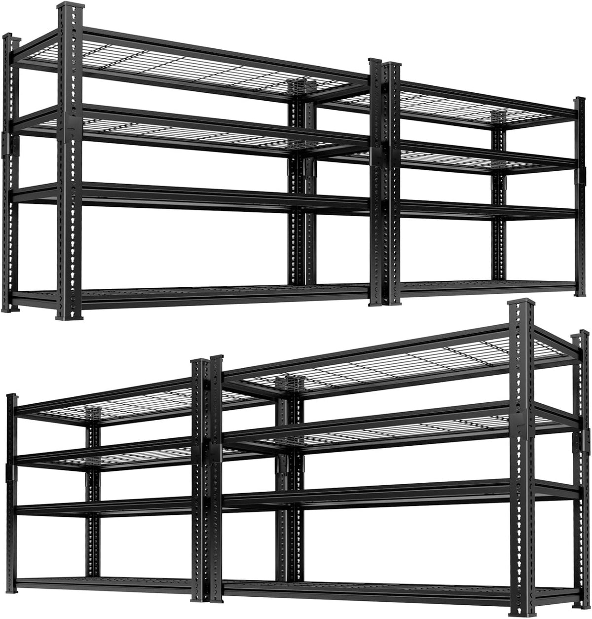 Storage Shelves Heavy Duty 4 PCS, 36"L x 16"W x 60"H Garage Wire Shelving Unit Loads 1920LBS, 4-tier Adjustable Metal Industrial Utility Shelf Rack for Kitchen, Laundry, Pantry, Warehouse, Basement