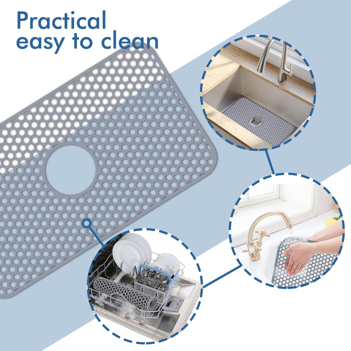 Bestjing Silicone Sink Protectors for Kitchen Sink-26"x 14" Center Drain