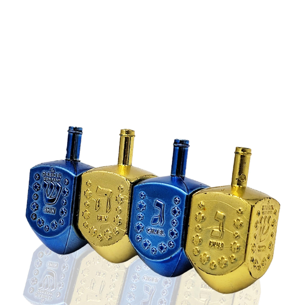 The Dreidel Company Hanukkah Gift-Set of 8 Dreidels and 25 Nut-Free Premium Belgian Chocolate Poker Gelt Coins, in Adorable Dreidel Shaped Keepsake