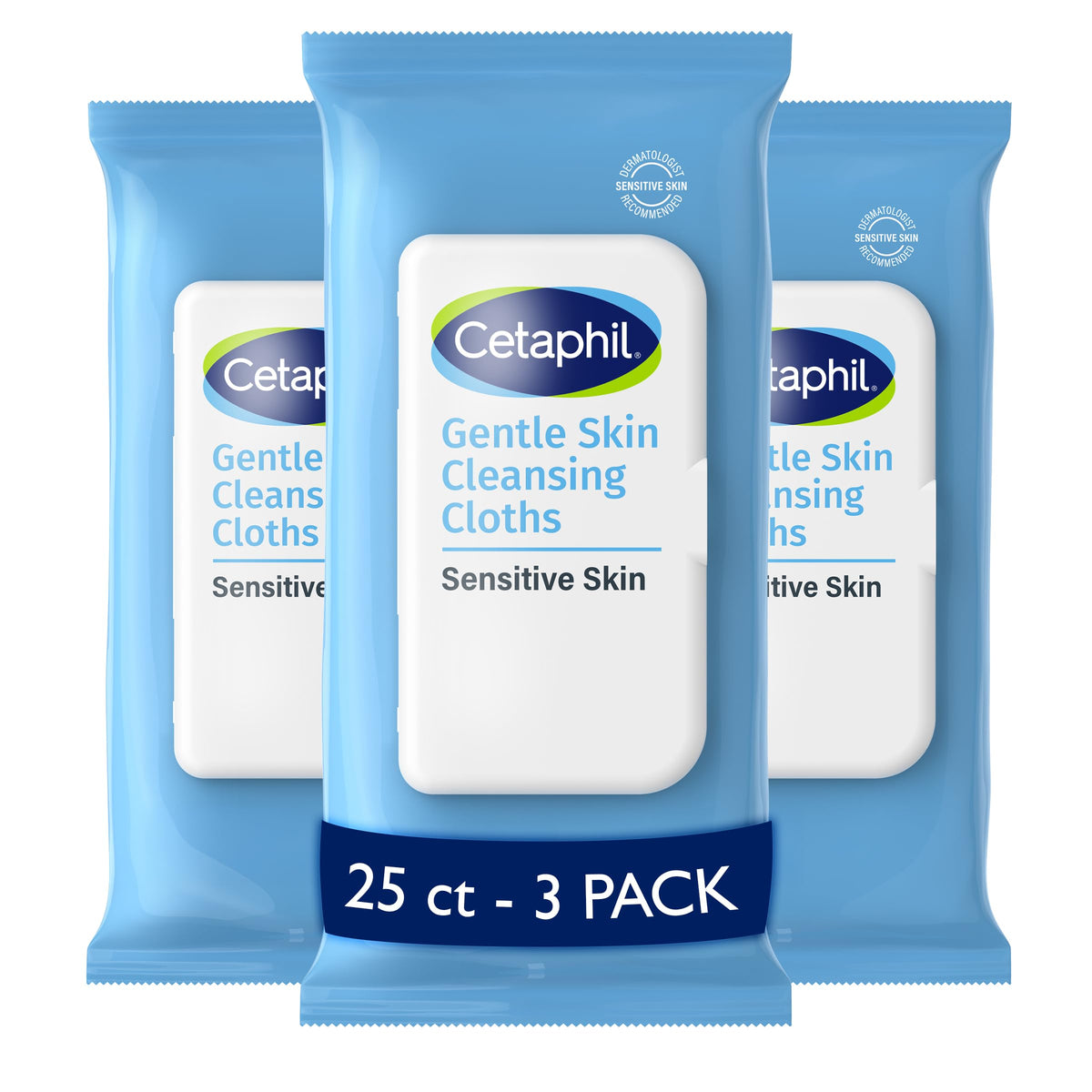 Cetaphil Cleansing Face & Body Wipes, Fragrance Free, 25ct, 3-Pack