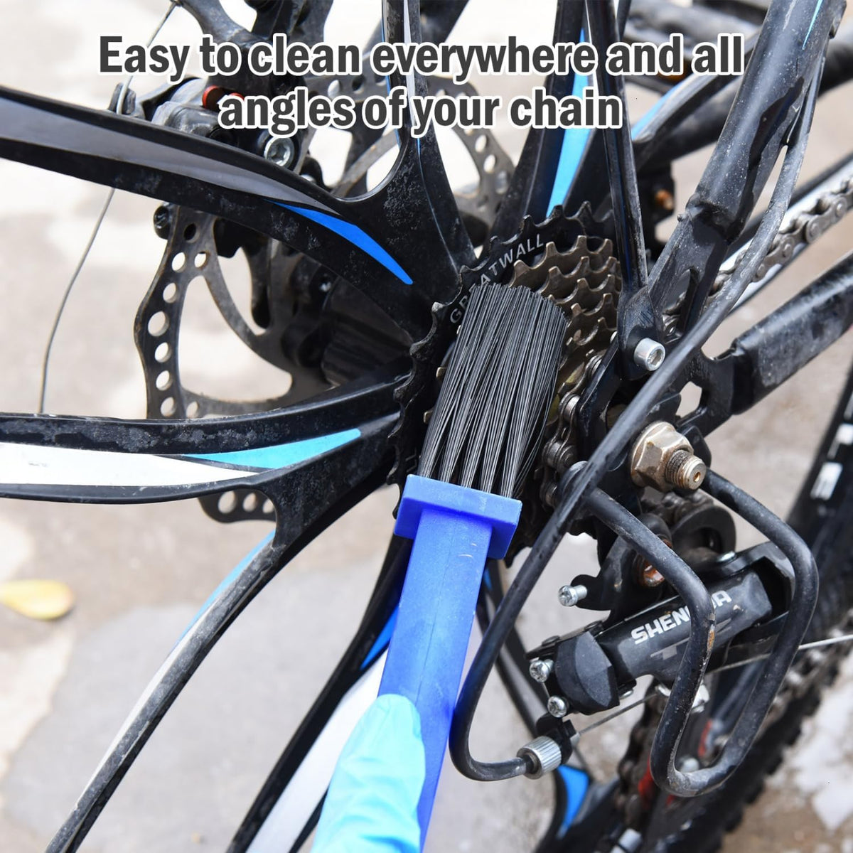 Bike or Motorcycle Chain Washer, Cleaning Brush 2 Pcs (Color, Blue and Red)