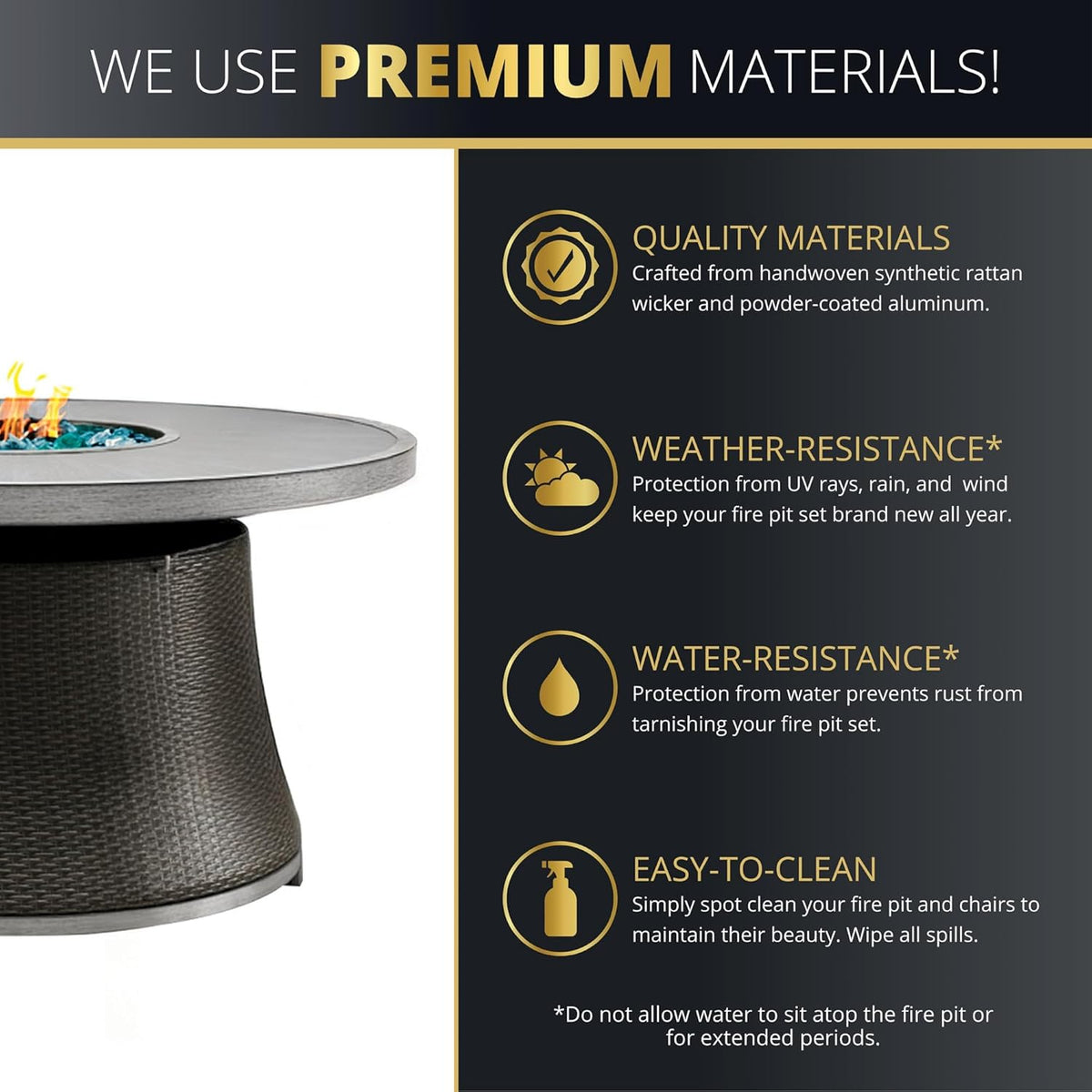 Mazatzal 7 Piece Wicker Patio Furniture Set with 52" Round Propane Gas Firepit Table, 6 Patio Chairs with Cushions, Outdoor Aluminum Conversation Set for Poolside, Backyard, CSA Certified, Gray