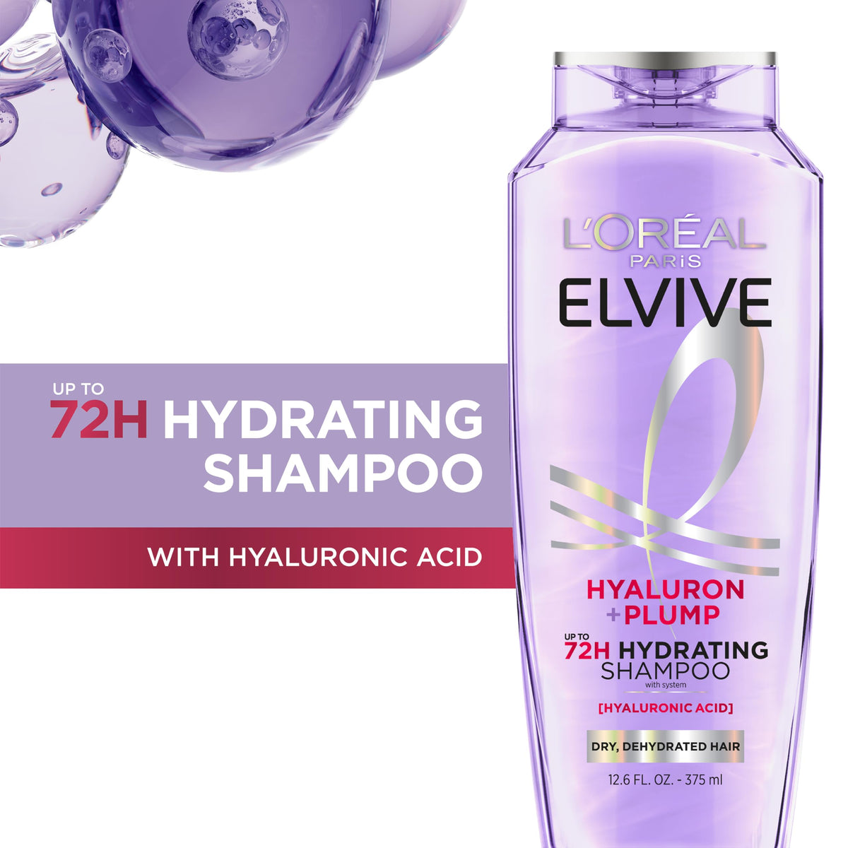 L'Oreal Paris Elvive Hyaluron Plump Shampoo, 12.6 Fl Oz