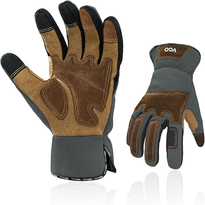 Vgo... 1-Pair Gardening Gloves Men, Safety Work Gloves, Puncture-proof, Thornproof, Touchscreen (SL7475)