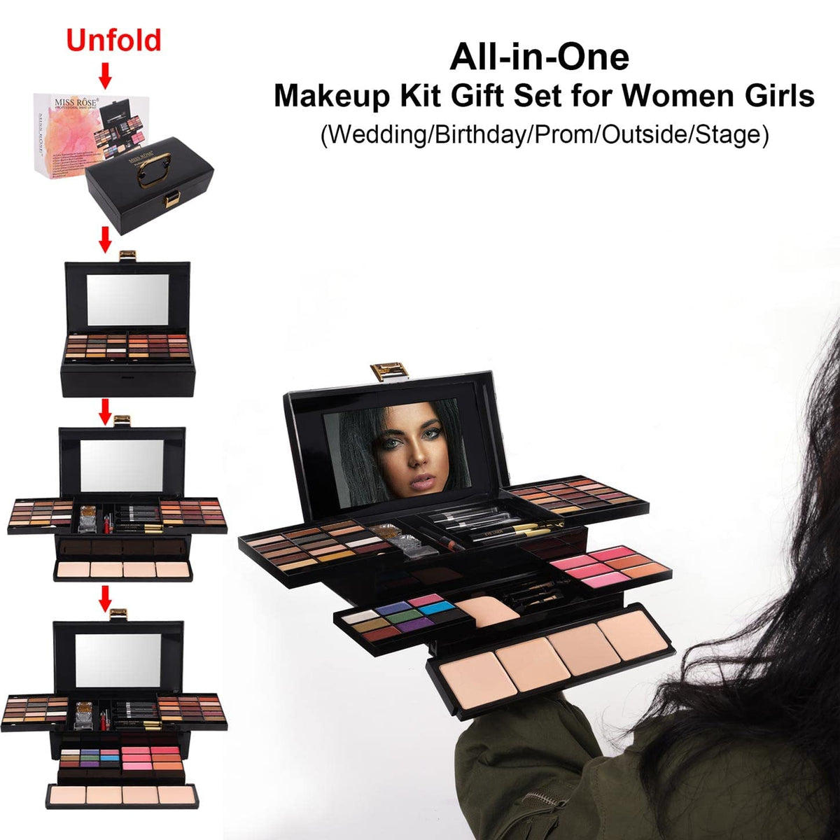 coliusa 58 Color Professional Makeup pallet, Makeup Kit for Women Full Kit,All In One Makeup Set,Makeup Gift Set for Women&Girls&Teen (331N)