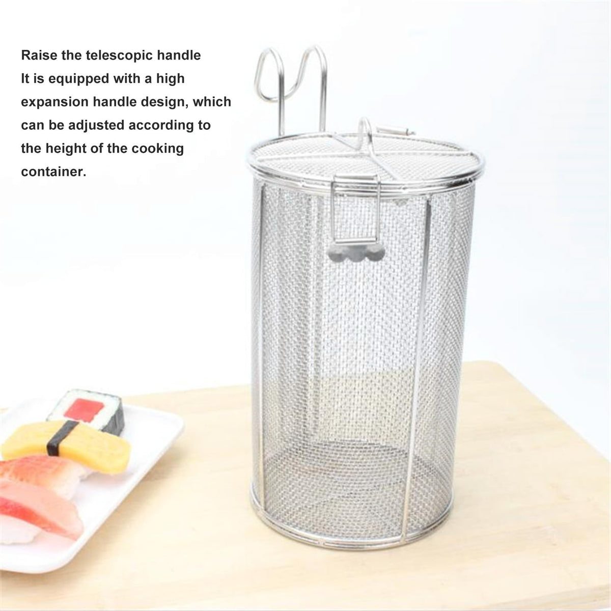 HAOHIZE Stainless Steel Seasoning Strainer, Soup Seasonings Seperation Basket Collapsible Telescopic Handle Soup Seasonings Seperation Basket for Cooking