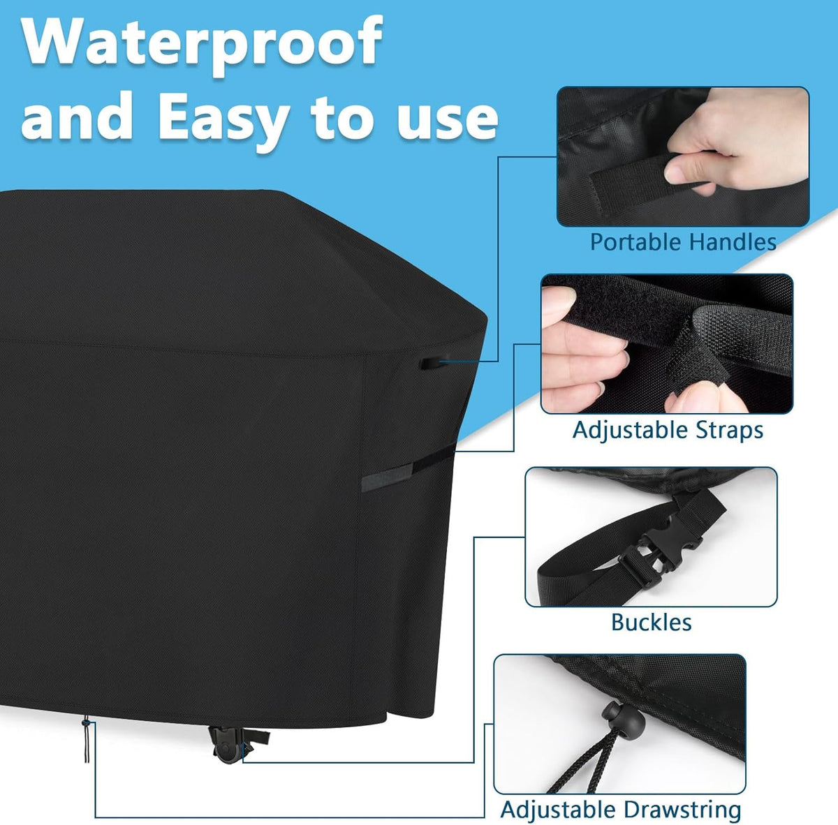 Kingling Grill Cover Fits for Traeger Woodridge Pro/Elite, Napoleon Rogue PRO-S 625, Prestige 500 RSIB Grills Waterproof Grill Cover 68 Inch BBQ Grill Covers for 7-Burner Gas Grill & Griddle