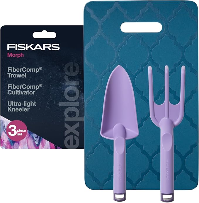 Fiskars Knee Pad, Trowel, and Cultivator Set, Explore Collection