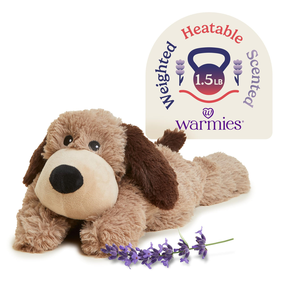 warmies Microwavable & Weighted Stuffed Animals, Brown Dog - Heated Stuffed Animal Plushie for Warmth & Comfort - Cute Soft Plush Toys for Adults & Children (Boys, Girls, Babies & Toddlers)