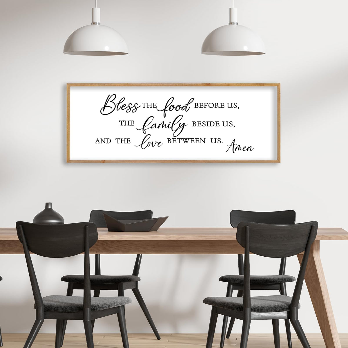 LuZhiQiang Bless the Food Before Us Sign Wall Decor 32"×12" Wood