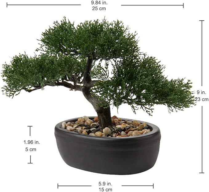 Artificial Bonsai Tree Juniper Faux Plants Indoor Small Fake Plants Decor with Ceramic Pots for Home Table Office Desk Bathroom Shelf Bedroom Living Room Farmhouse Decorations