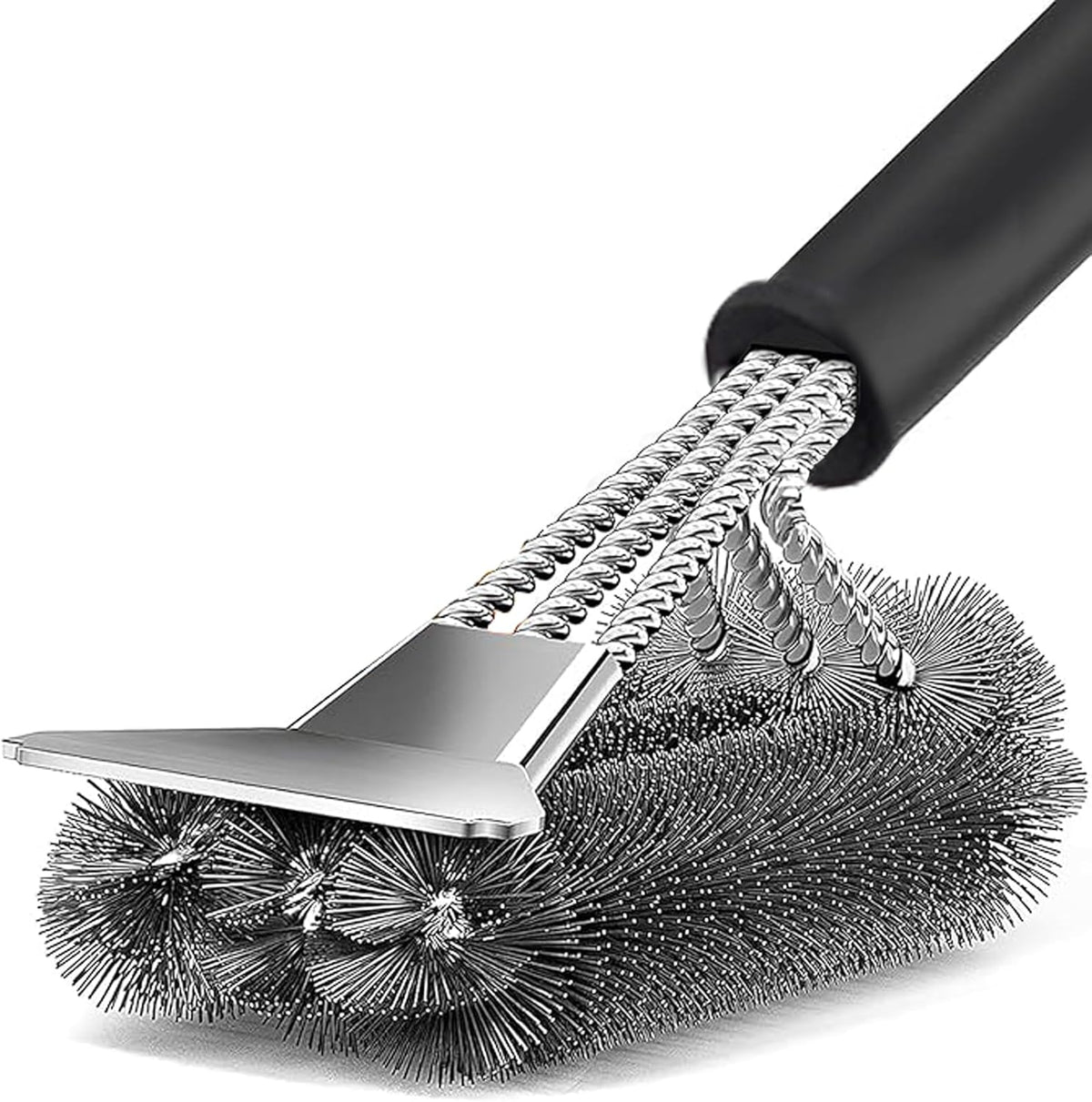 BBQ Grill Brush for Outdoor Grill Safe Stainless Steel Woven Wire Heavy Duty Grill Accessories Cleaning BBQ Accessories, Safe Cleaner Brush Suitable for Gas Charcoal Grilling Grates