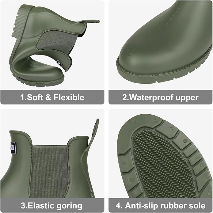 Asgard Women's Ankle Rain Boots Waterproof Chelsea Boots