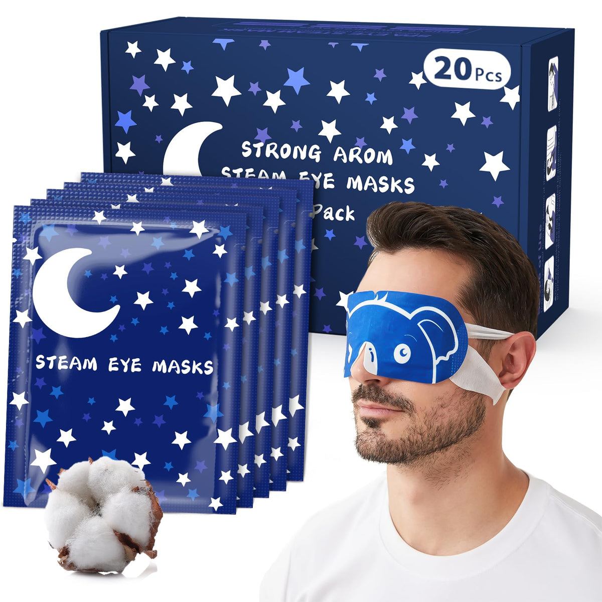 20 Packs Men'S Steam Eye Mask,Heated Eye Mask For Dry Eyes Dark Circles Puffy Eyes,Disposable Spa Warm Compress,Travel Essential