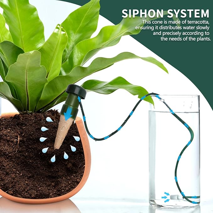 BYDOLL Plant Self-Watering Stakes Automatic Watering Terracotta Spikes for Indoor Outdoor Plants,Houseplant Insert Devices for Vacation use,Bonsai Drip Irrigation System (10 Pack)