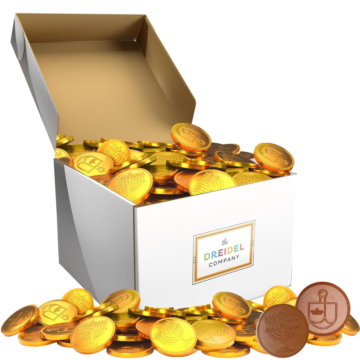 The Dreidel Company Hanukkah Chocolate Gelt, Nut-Free, Belgian Milk Chocolate Coins, Foil Wrapped Gold Coins, Kosher Dairy Chanukah Gelt (20 Pounds)