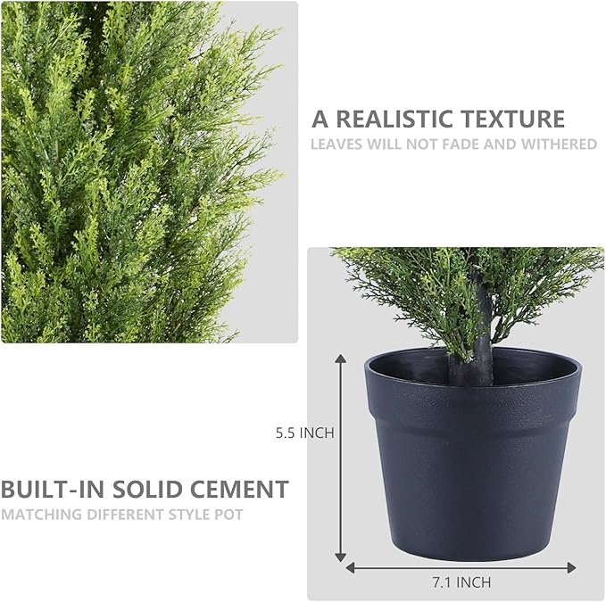 THE BLOOM TIMES 3ft Topiary Trees Artificial Outdoor 2 Pack – UV Resistant Faux Cedar Pine Cypress Bushes and Shrubs, Fake Potted Plants for Front Porch Outside Planter Patio Decor, Set of 2 (3 Foot)