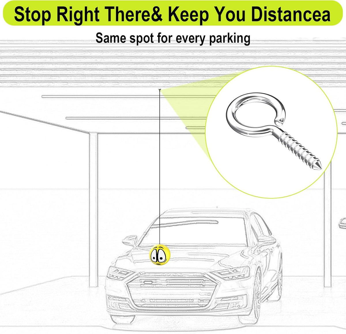 Garage Parking Aid Ball, Parking Guide System for Car Accessories, Stop Indicator, Parking Assist Ball, Aid-Parking Kit, Garage Car Stopper, Pack of 2