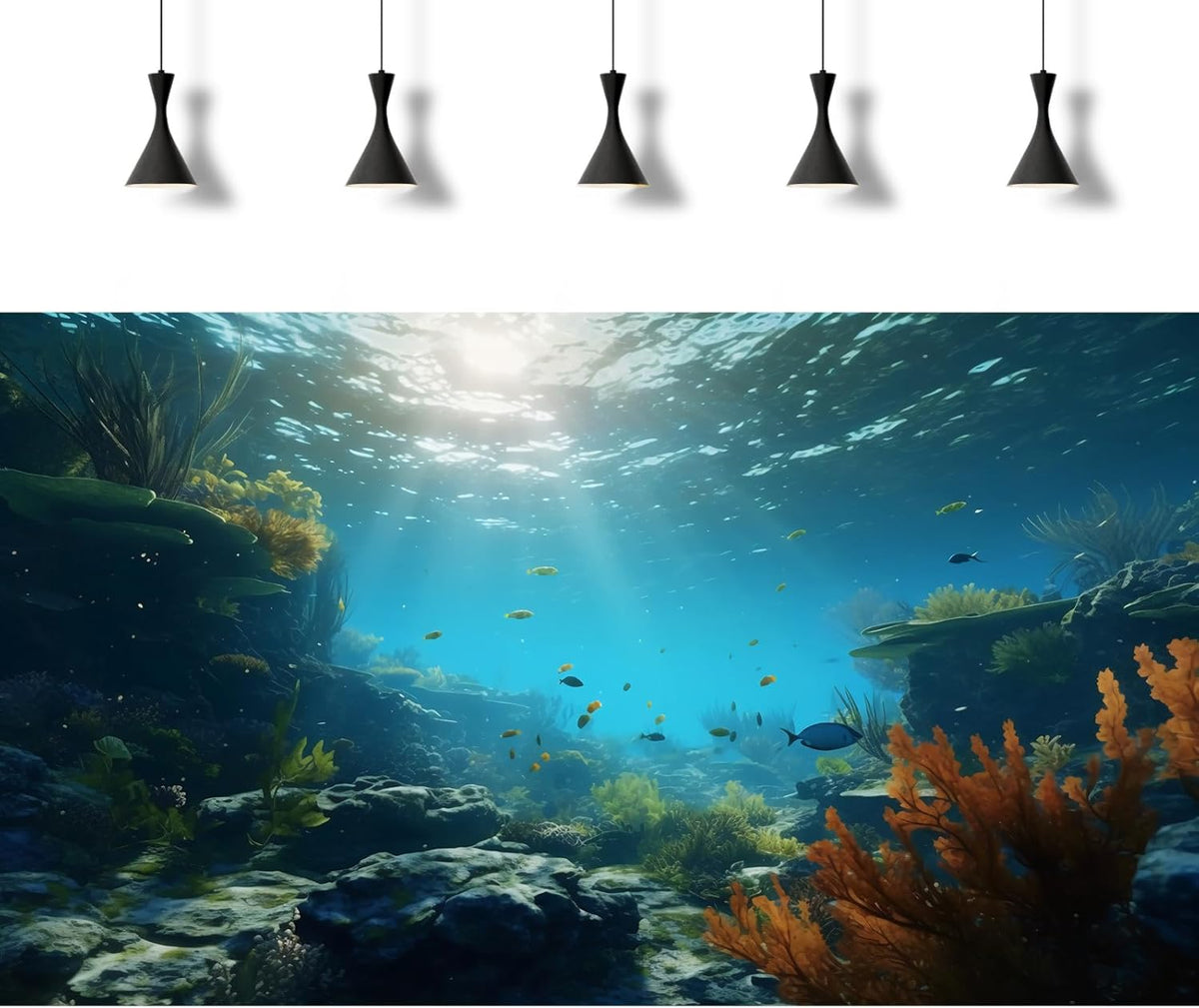 Ocean Floor Fish Tank Background Underwater Rock Aquarium Background Under The Sea Terrarium Backgrounds Aquatic Plants Sunlight Fish Tank Backgrounds Tropical Fish Aquarium Wallpaper 48x18in