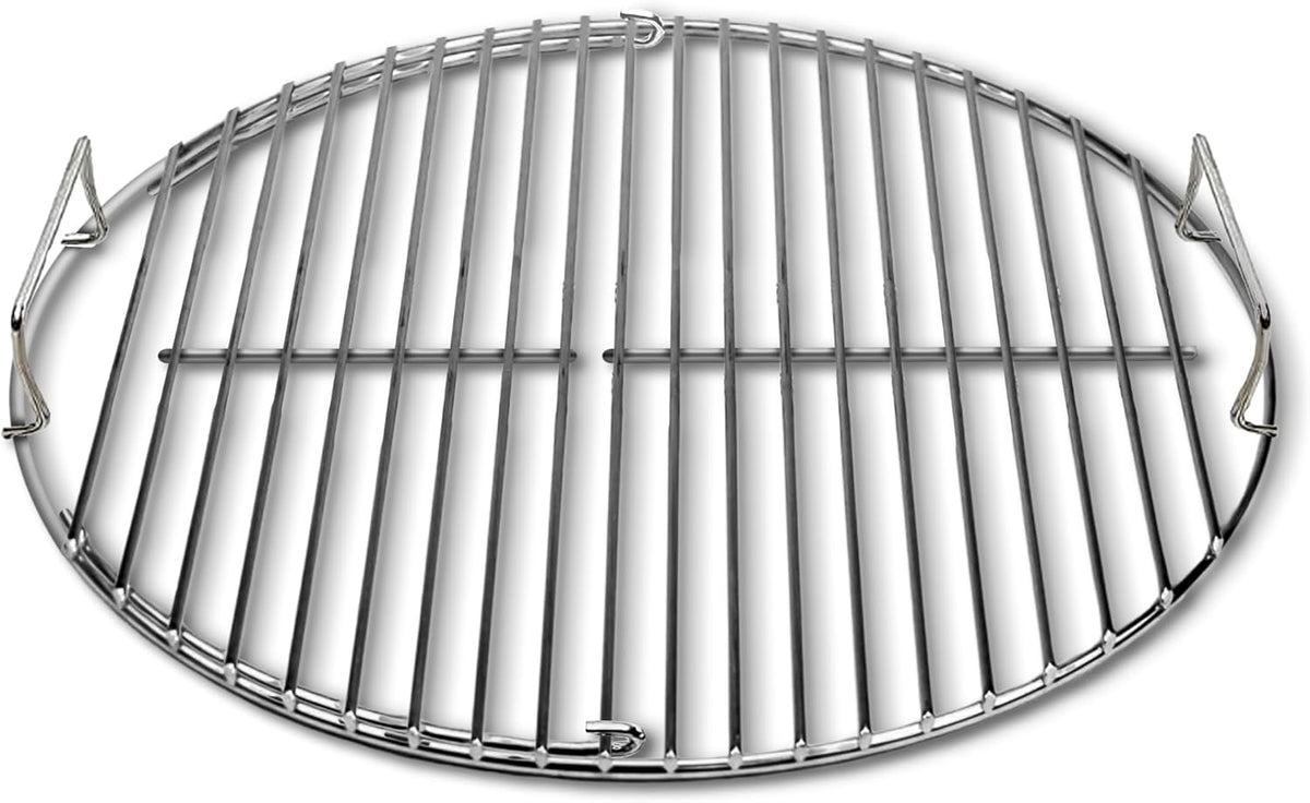 SnS Grills EasySpin Charcoal Grill Cooking Grate, 304 Stainless Steel, Large Hinged Opening, Perfect for 2-Zone Cooking, Replacement Grate Compatible with Weber & Other Grills - 18” Inches