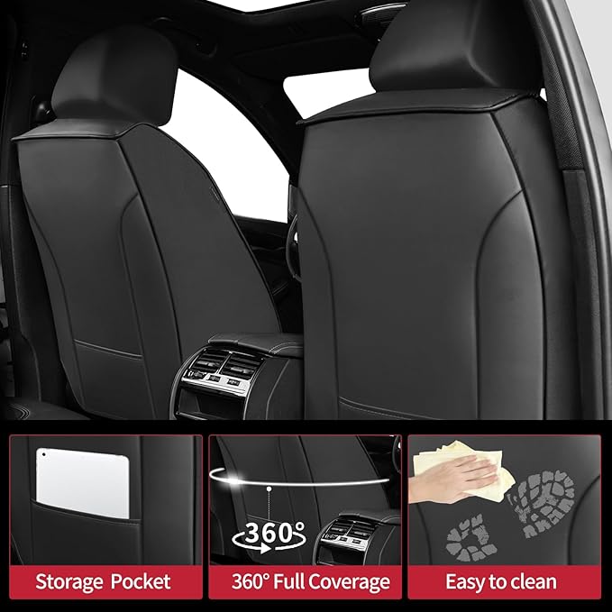 Fit Venue Car Seat Covers for Hyundai Venue 2020-2025 2026 - Upgraded Premium Waterproof & Breathable Leather, Airbag Compatible, All-Weather Seat Cushion Protector (Full Set, Black)