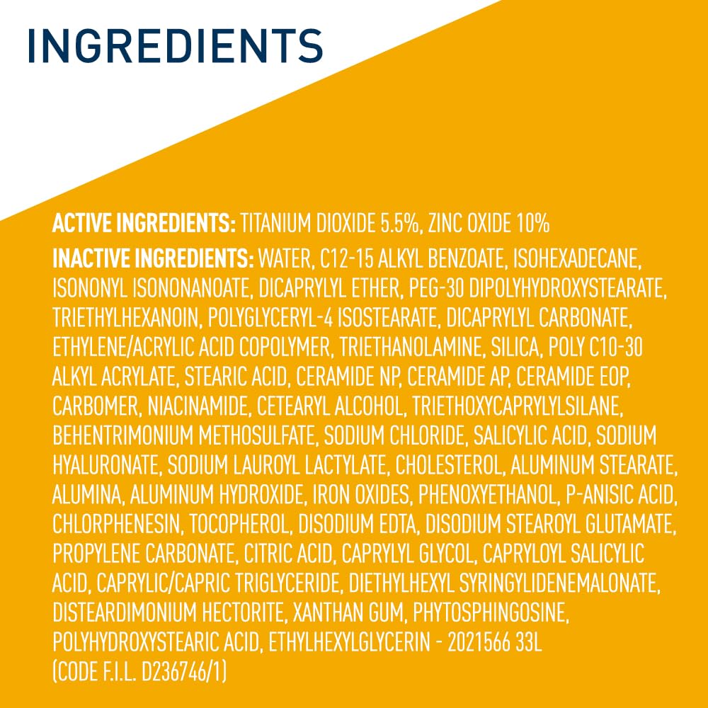 CeraVe Tinted Sunscreen for Face, Mineral SPF 30 Moisturizer, Light, 1.7oz