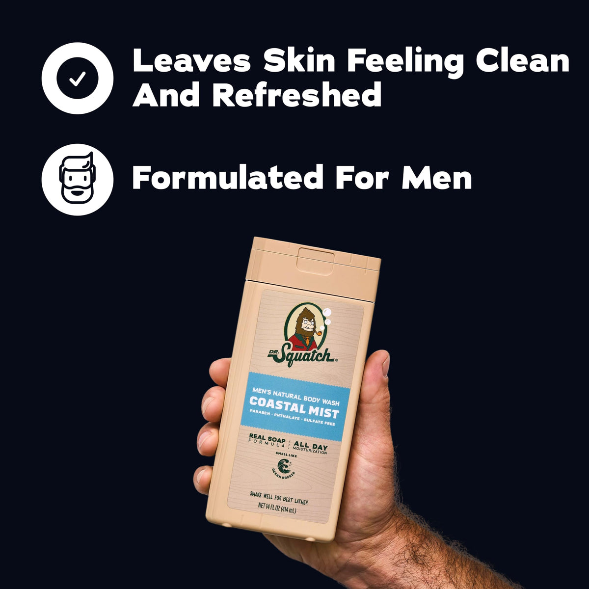 Dr. Squatch Natural Men's Body Wash, Moisturizing Shower Gel (14oz, 2-Pack)