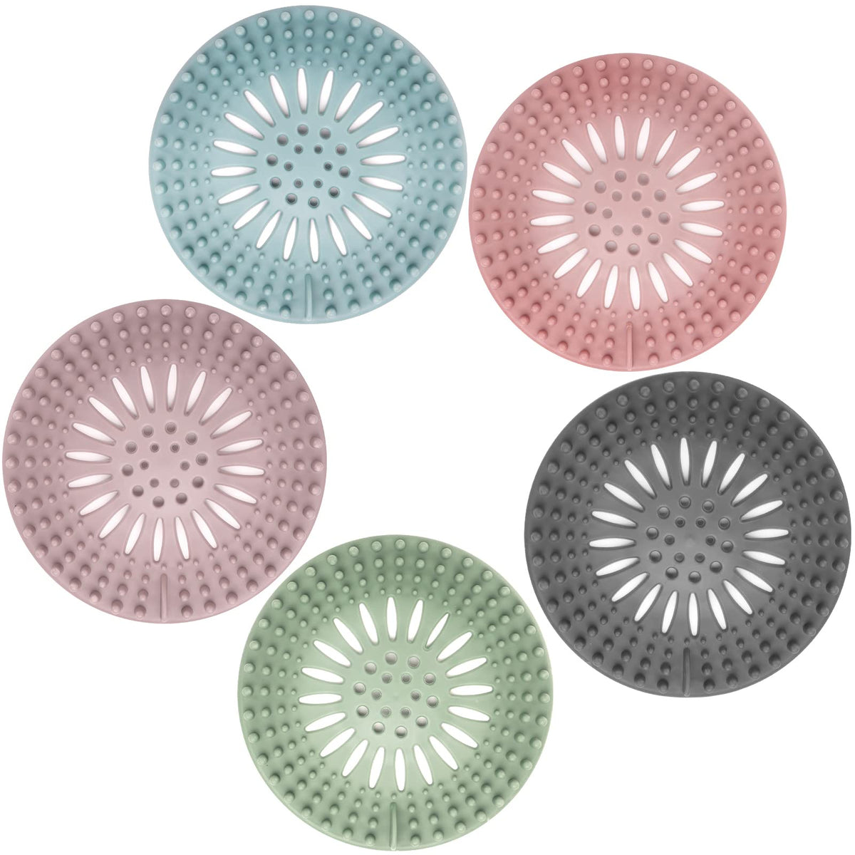 Gotega 5 Pack Sink Drain Strainer, Hair Catcher for Bathroom Tub Shower
