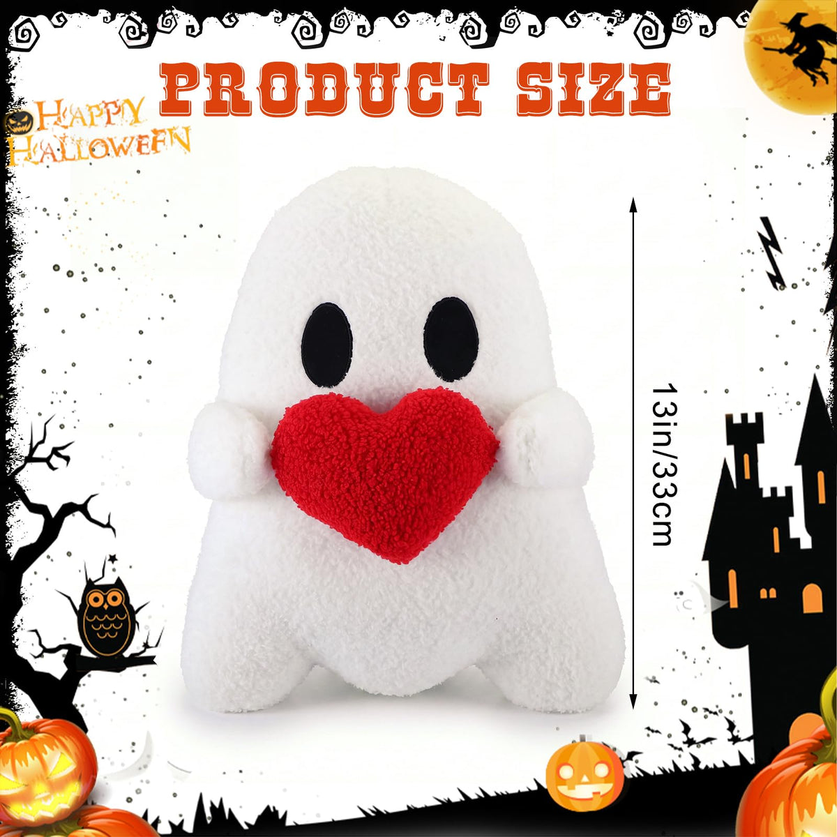 Threehoney Halloween Ghost Throw Pillow with Red Heart Gothic Pillows