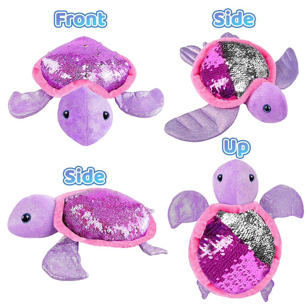 ArtCreativity Flip Sequin Sea Turtle Plush, Sensory Fidget Toy, 10.5 Inch