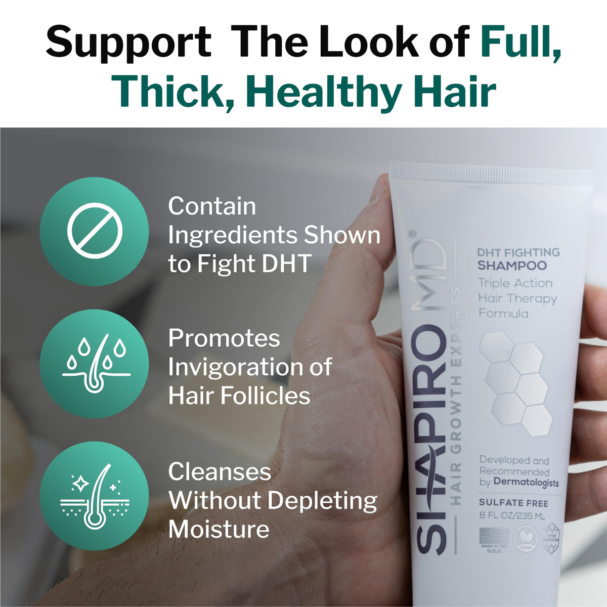 Shapiro MD Hair Growth Experts DHT Fighting Hair Loss Shampoo, 2 Month