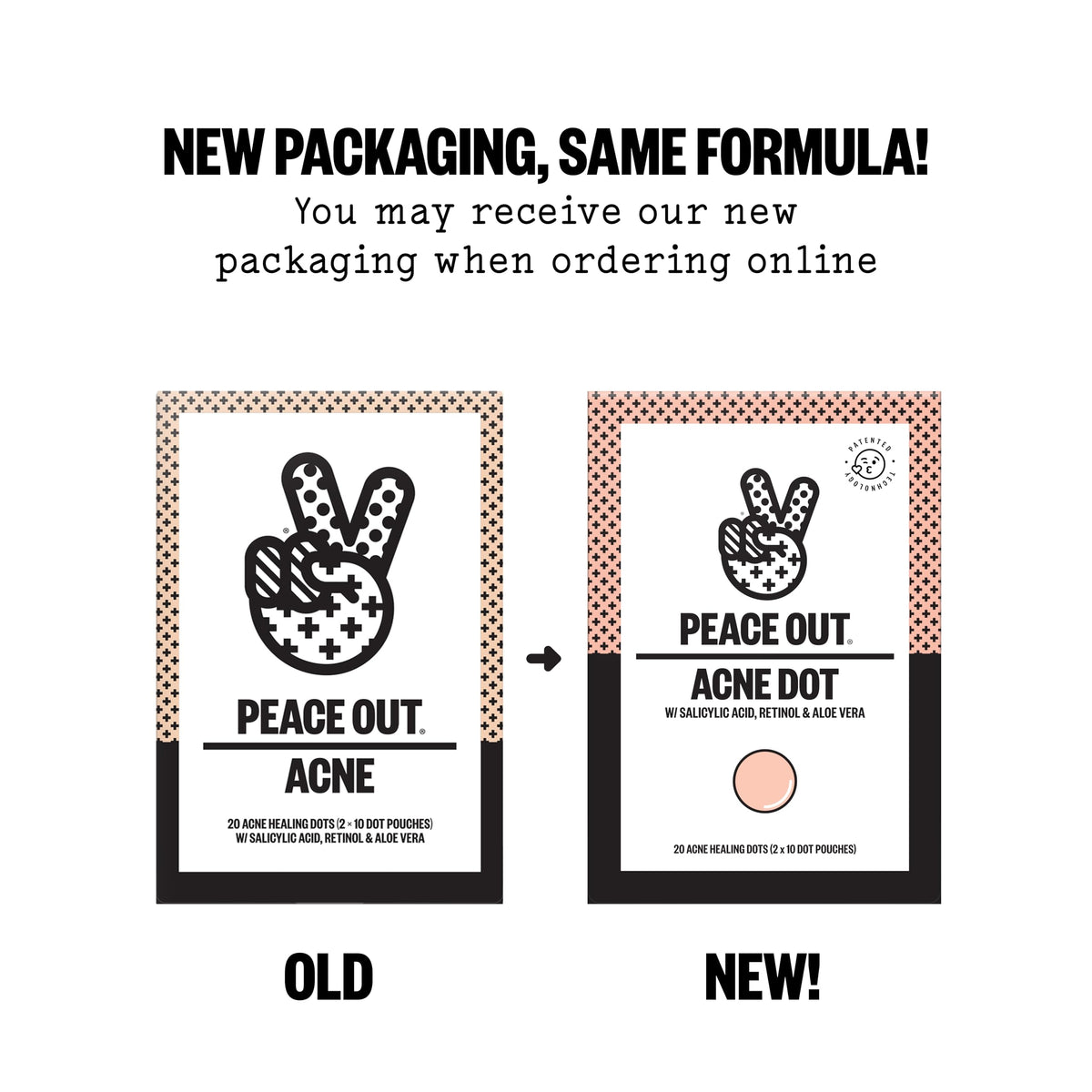 PEACE OUT Acne Healing Dots Hydrocolloid Pimple Patches (20 count)