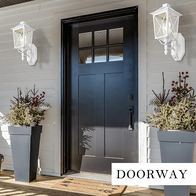 Darkaway Outdoor Wall Light Fixture,2pcs Outside Porch Lights Wall Mounted Seeded Glass Exterior Waterproof Lantern Modern E26 Socket Wall Sconce Lighting for Front Door Yard Patio