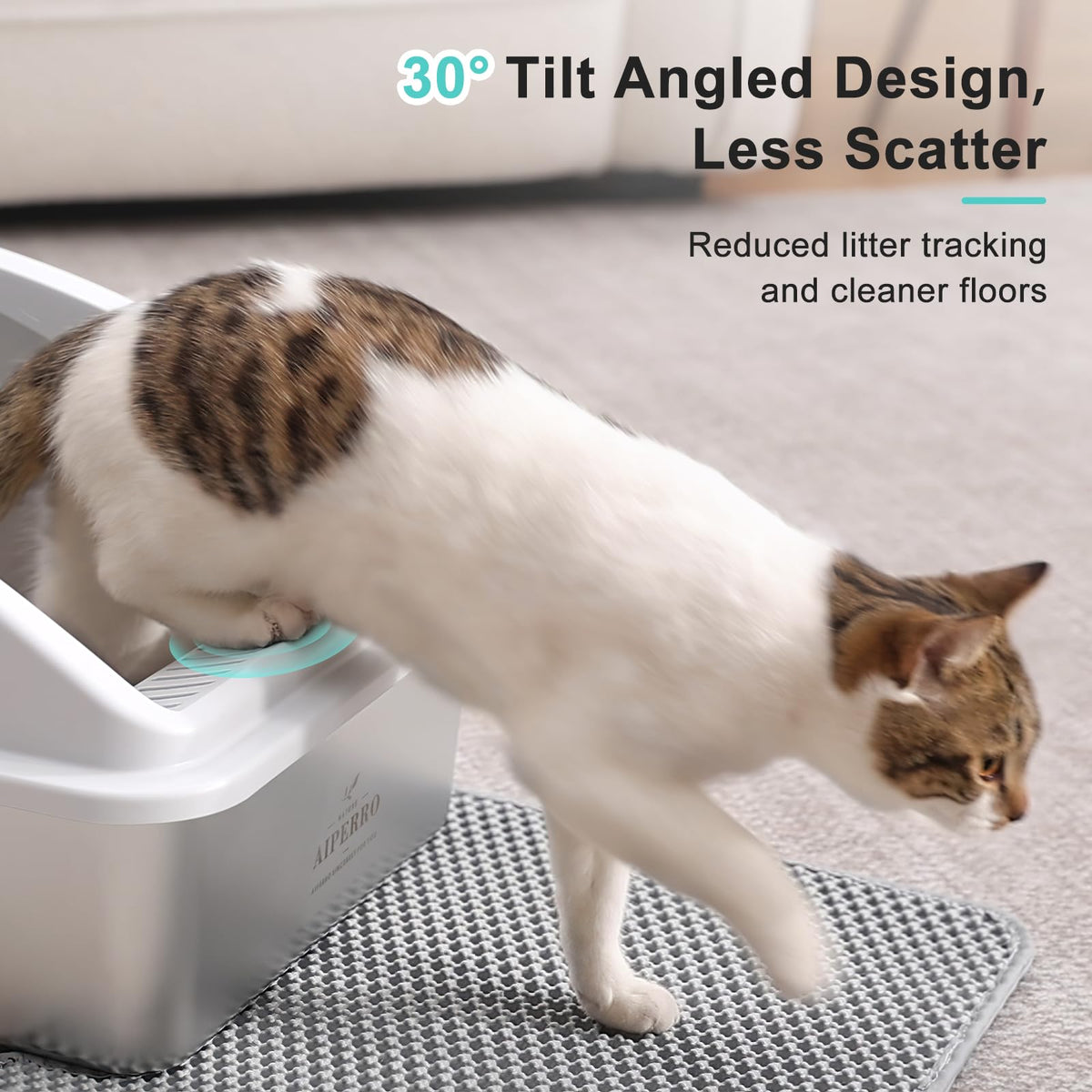 AIPERRO Stainless Steel Litter Box | XL Enclosed Cat Litter Boxes with Lid
