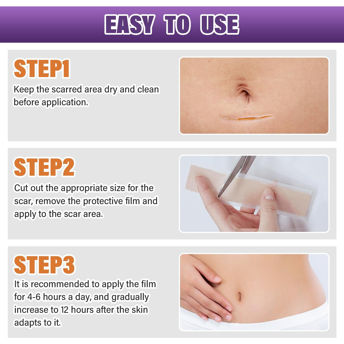 Silicone Scar Sheets, Medical Grade Silicone Scar Tape for Old & New Scars