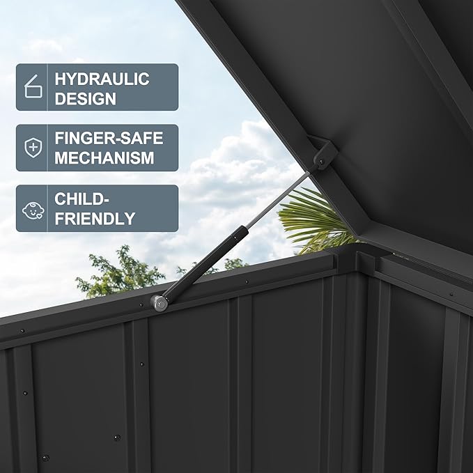 PURPLE LEAF Outdoor Deck Box 150 Gallon Waterproof Lockable Storage Box Container with Lid Deck Organization for Patio Cushions Side Table Pool Accessories Garden Tools, Gray