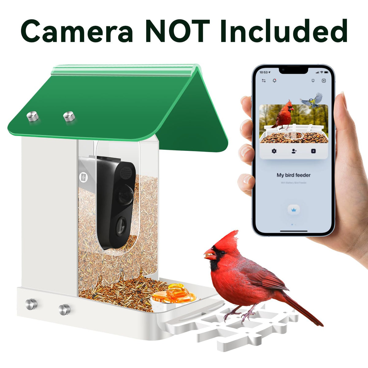 runofast Bird feeders for Outdoors Compatible with Blink,Wyze and Other Smart Camera for Bird Watching with Your Security Cam,Gift for Bird Lover-(Camera NOT Included)
