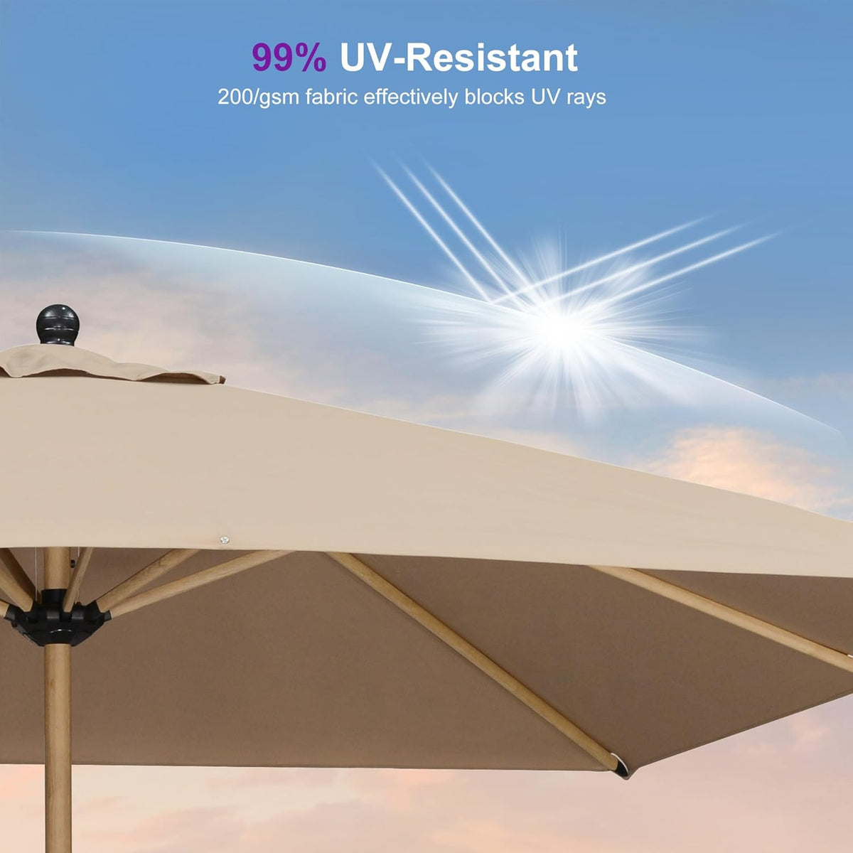 PURPLE LEAF 10' x 10' Square Patio Umbrella with Base Outdoor Umbrella Market Umbrella with Crank & 8 Ribs Aluminum Outdoor Table Umbrella for Pool Deck Backyard, Taupe