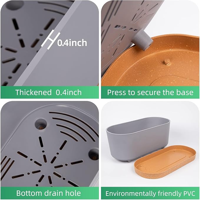 QCQHDU 16" L x 7.6" W x 7" H Window Planter Box, 2 Pack Self Watering Pots for Indoor Plants with Drainage Holes & Saucer, Outdoor Flower Pots Home Garden Modern Decor